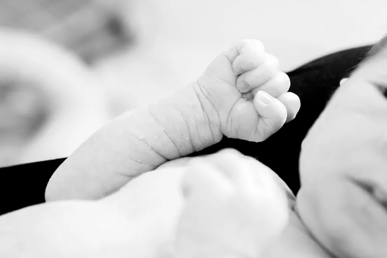Il dettaglio delle piccole mani di un neonato